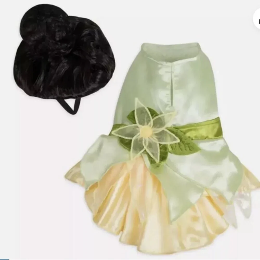 NWT DISNEY PARKS DISNEY TAILS TIANA PRINCESS & THE FROG DOG COSTUME & WIG SIZE S